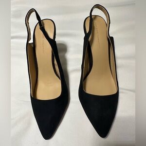 ZARA Black 3.5 Inch Slingback Heels with Stud detail, Size 37